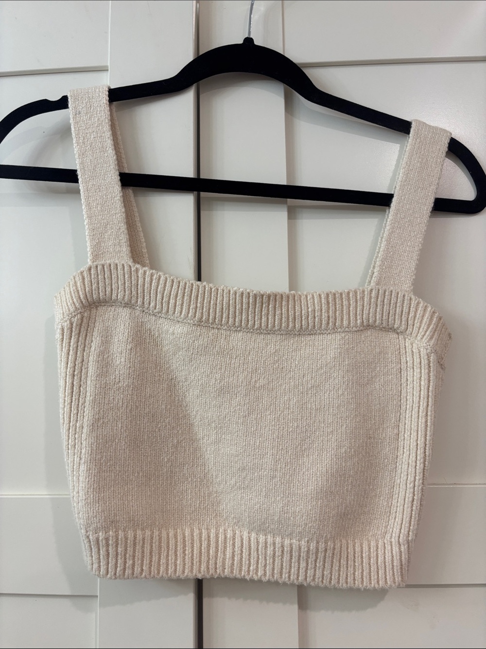 ALC Cream Knit Cashmere Cropped Tank Top, M